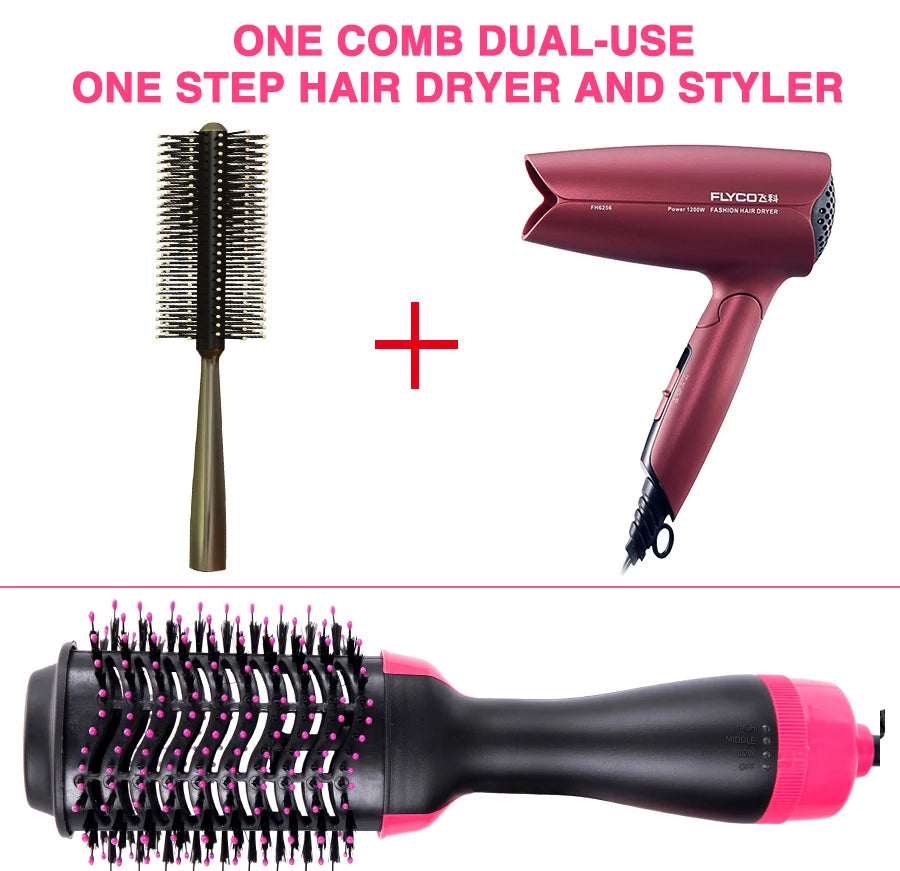 Hot Air Comb 3 In 1 One-Step Hot Air Dryer Brush Styler And Volumizer Hair Straightener Curler Dry & Wet Hair Use Hair Brush