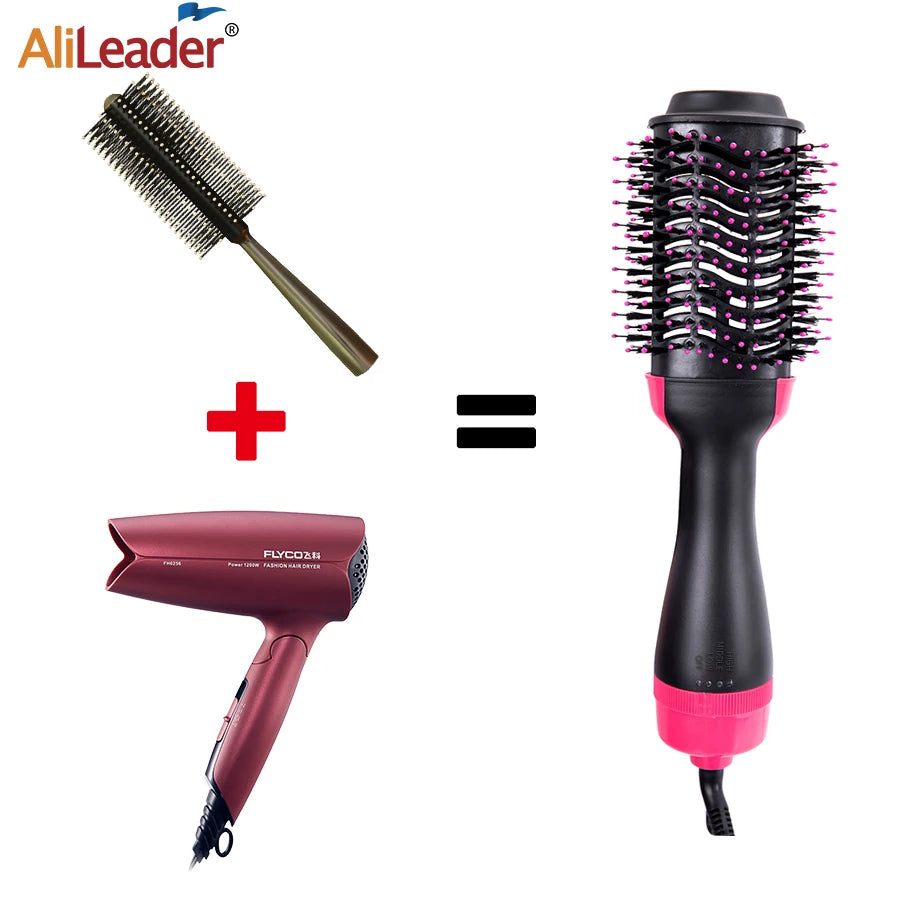 Hot Air Comb 3 In 1 One-Step Hot Air Dryer Brush Styler And Volumizer Hair Straightener Curler Dry & Wet Hair Use Hair Brush