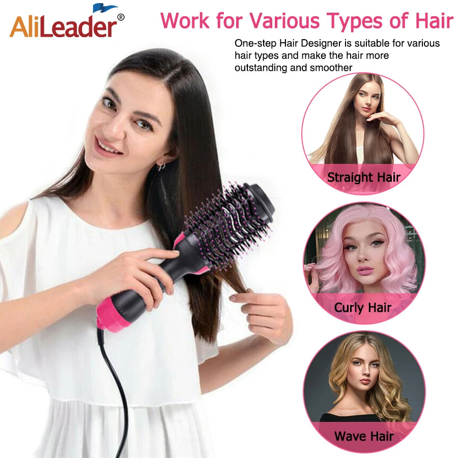 Hot Air Comb 3 In 1 One-Step Hot Air Dryer Brush Styler And Volumizer Hair Straightener Curler Dry & Wet Hair Use Hair Brush