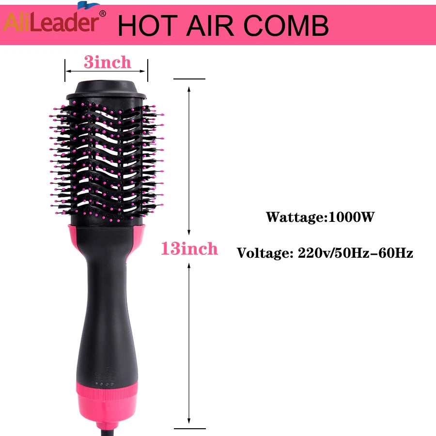 Hot Air Comb 3 In 1 One-Step Hot Air Dryer Brush Styler And Volumizer Hair Straightener Curler Dry & Wet Hair Use Hair Brush